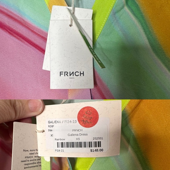 FRNCH Galiena Multicolor Stripe Midi Dress NEW Size XS - Picture 10 of 13